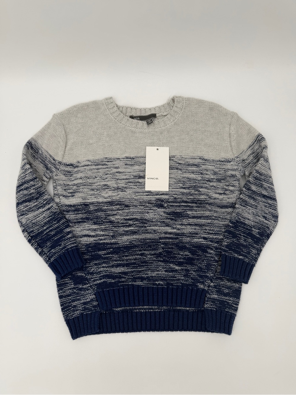 Vince Gradient Marled Crewneck Sweater - Gray & Navy 2 years